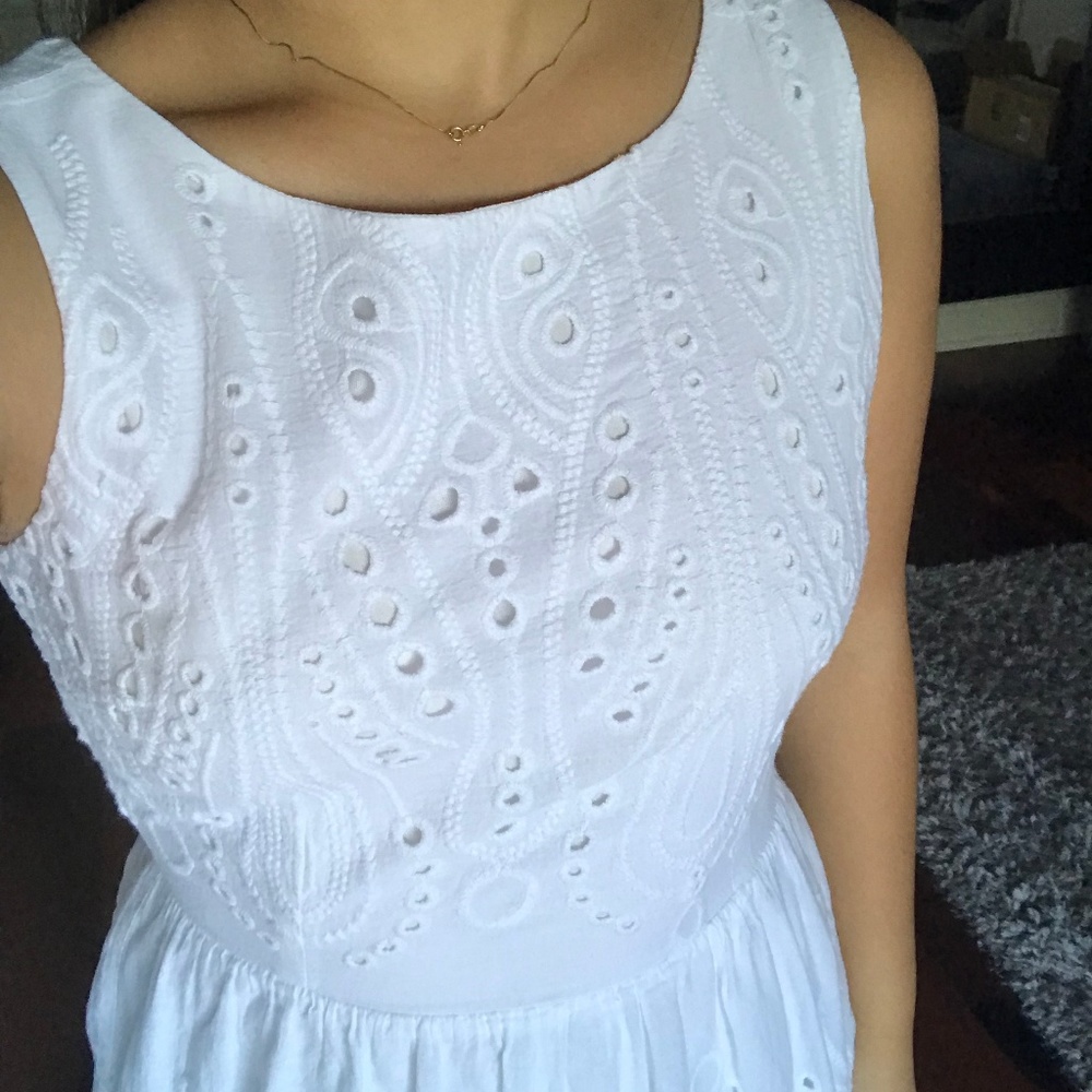 White Lacy Embroidered Floral Sundress